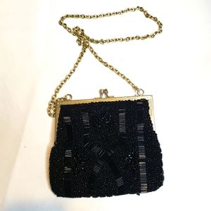Vintage Magid Black Beaded Evening Purse